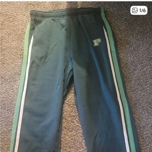 PINK Victoria's Secret Forest Green Joggers with White Stripes